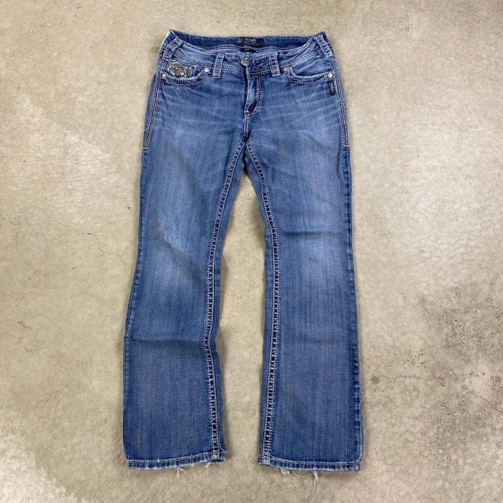 Silver Suki Flap 17 Jeans Womens Size 30x31 Blue Medium Wash Fluid Denim Bootcut